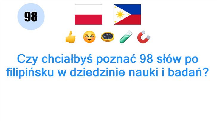 Czy chciałbyś poznać 98 słów po filipińsku w dziedzinie nauki i badań?
